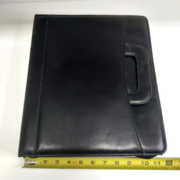 Franklin Planner Leather Nylon Padfolio Organizer w/Handles Black 7 Ring 13 x 11 - Picture 6 of 16